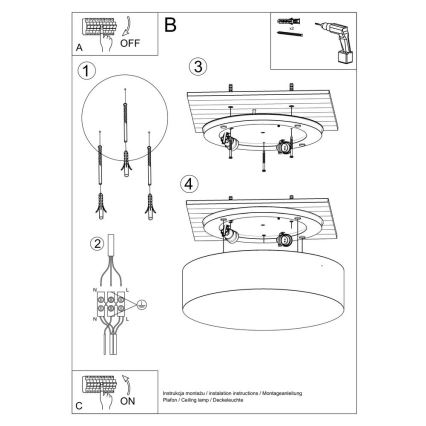Plafonjera ARENA 4xE27/60W/230V bela