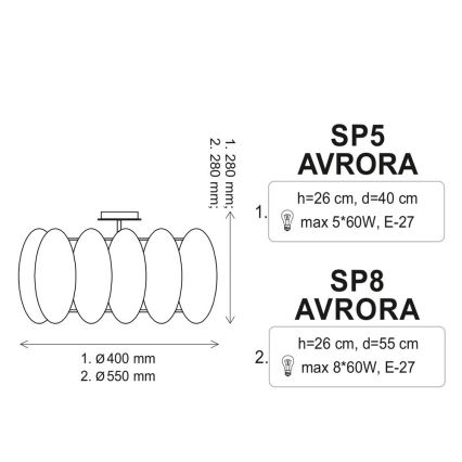 Plafonjera AURORA 8xE27/60W/230V