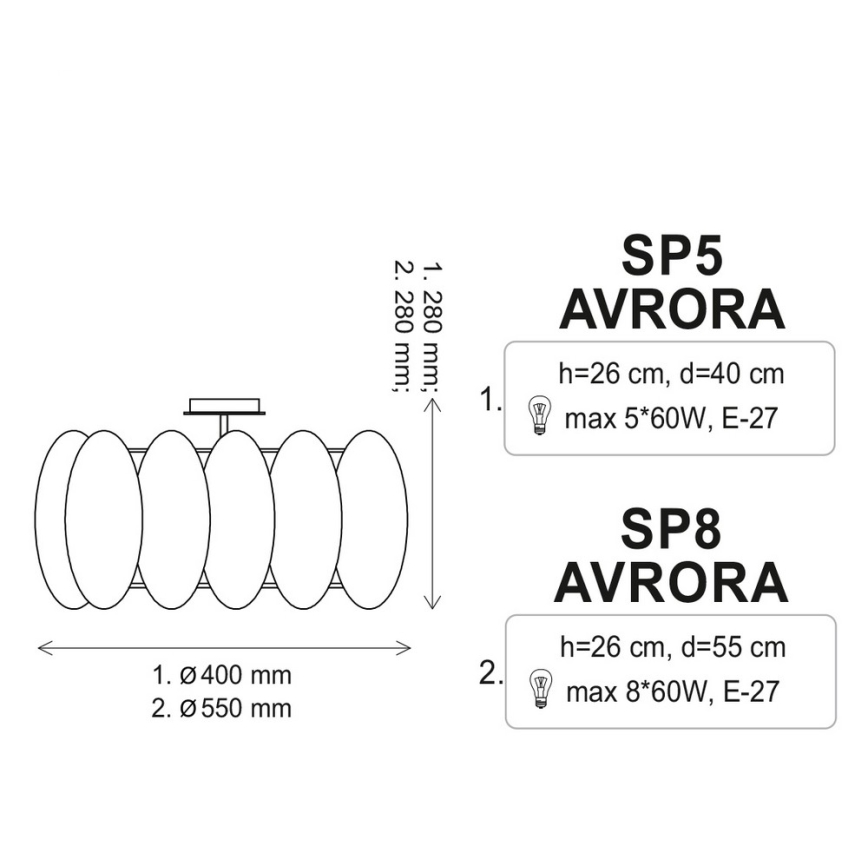 Plafonjera AURORA 8xE27/60W/230V