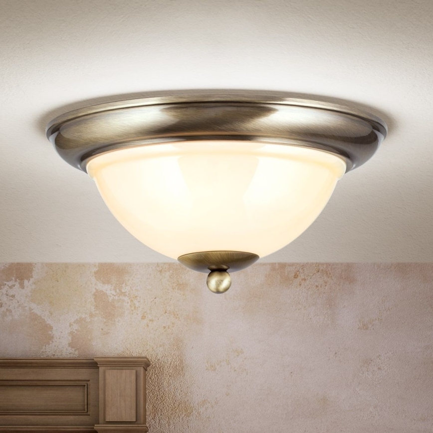 Plafonjera AUSTRIAN OLD LAMP 2xE27/60W/230V pr. 27 cm bronzana/bež