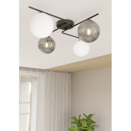 Plafonjera AZURA 4xE14/10W/230V crni/siv/bela