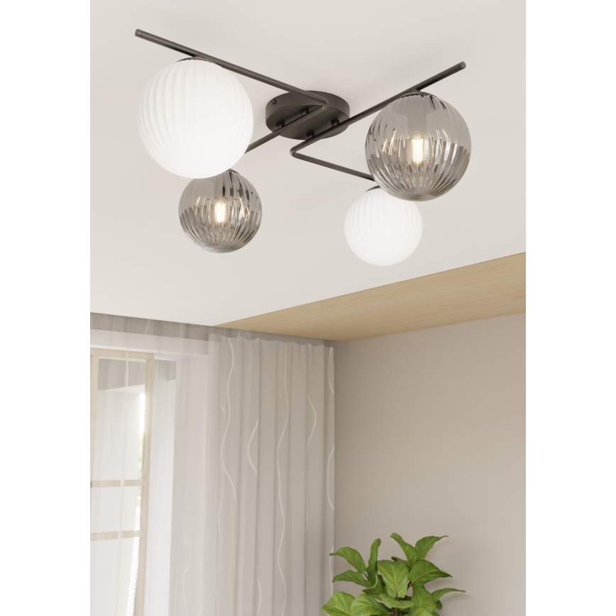 Plafonjera AZURA 4xE14/10W/230V crni/siv/bela