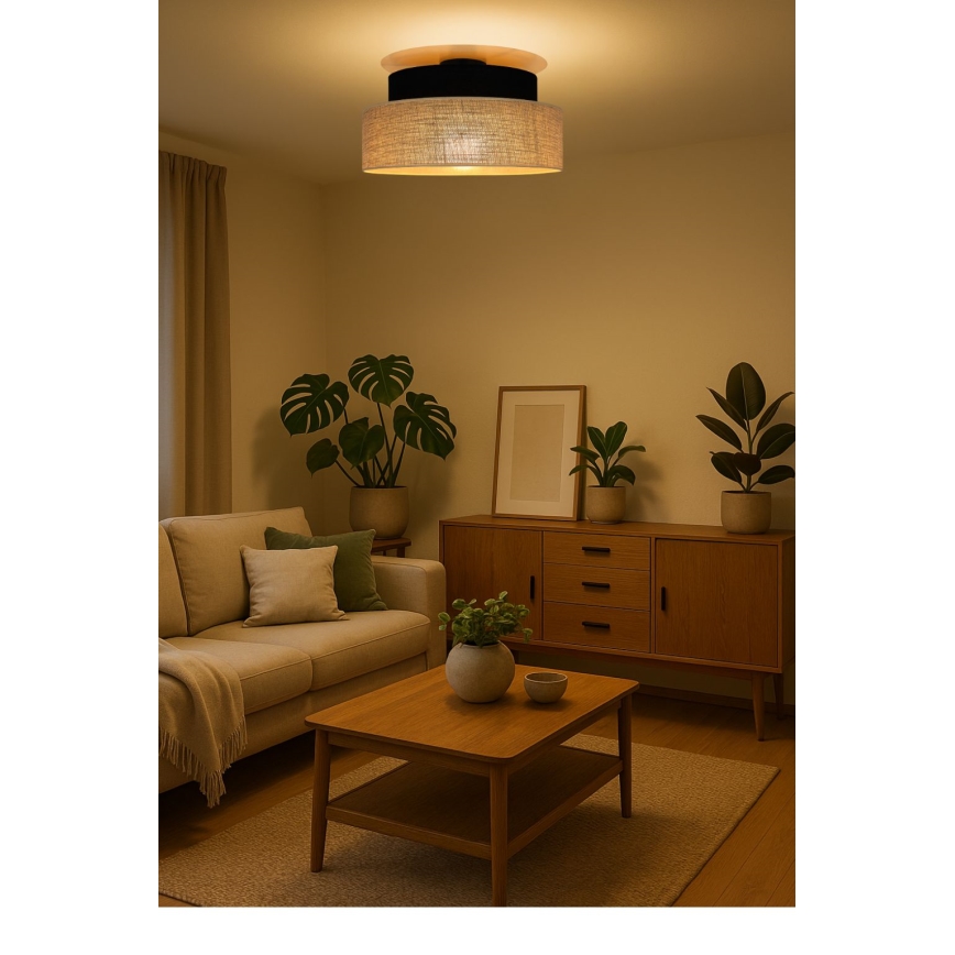 Plafonjera BOHO 1xE27/60W/230V crni/bež