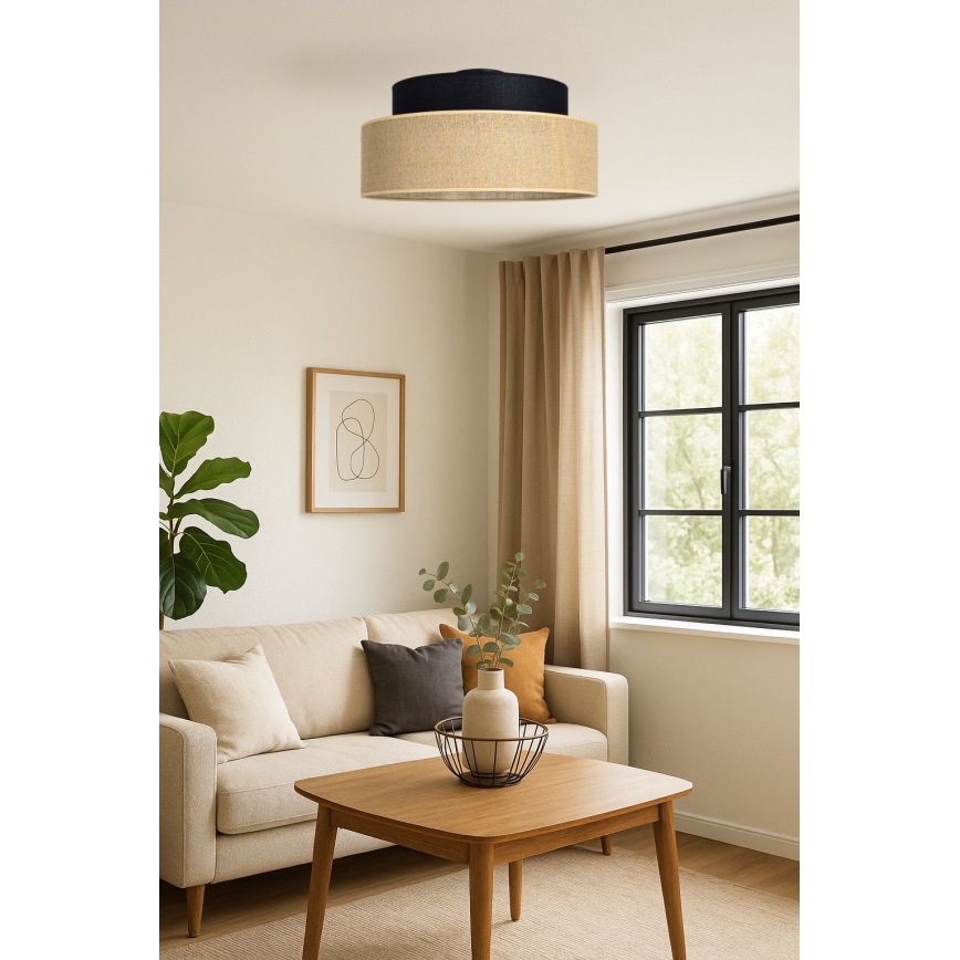 Plafonjera BOHO 1xE27/60W/230V crni/bež