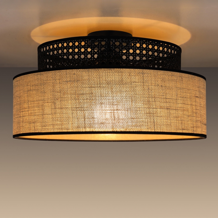 Plafonjera BOHO 1xE27/60W/230V crni/ratan