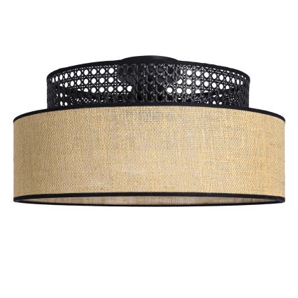 Plafonjera BOHO 1xE27/60W/230V crni/ratan