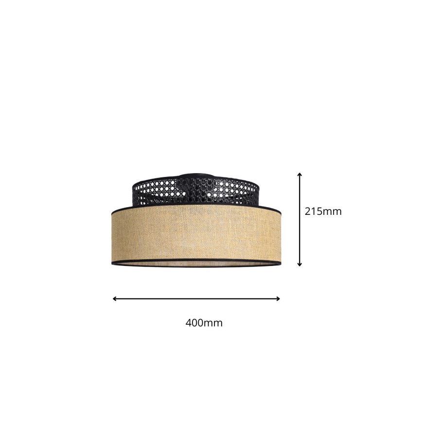 Plafonjera BOHO 1xE27/60W/230V crni/ratan