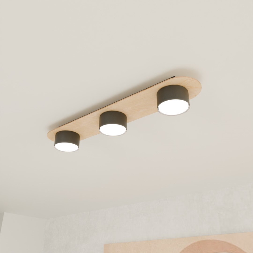 Plafonjera DIAZ 3xGX53/12W/230V crni/braon