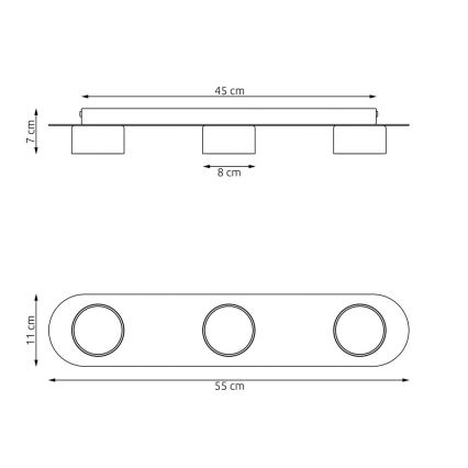 Plafonjera DIAZ 3xGX53/12W/230V crni