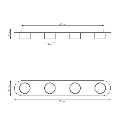 Plafonjera DIAZ 4xGX53/12W/230V crni/braon