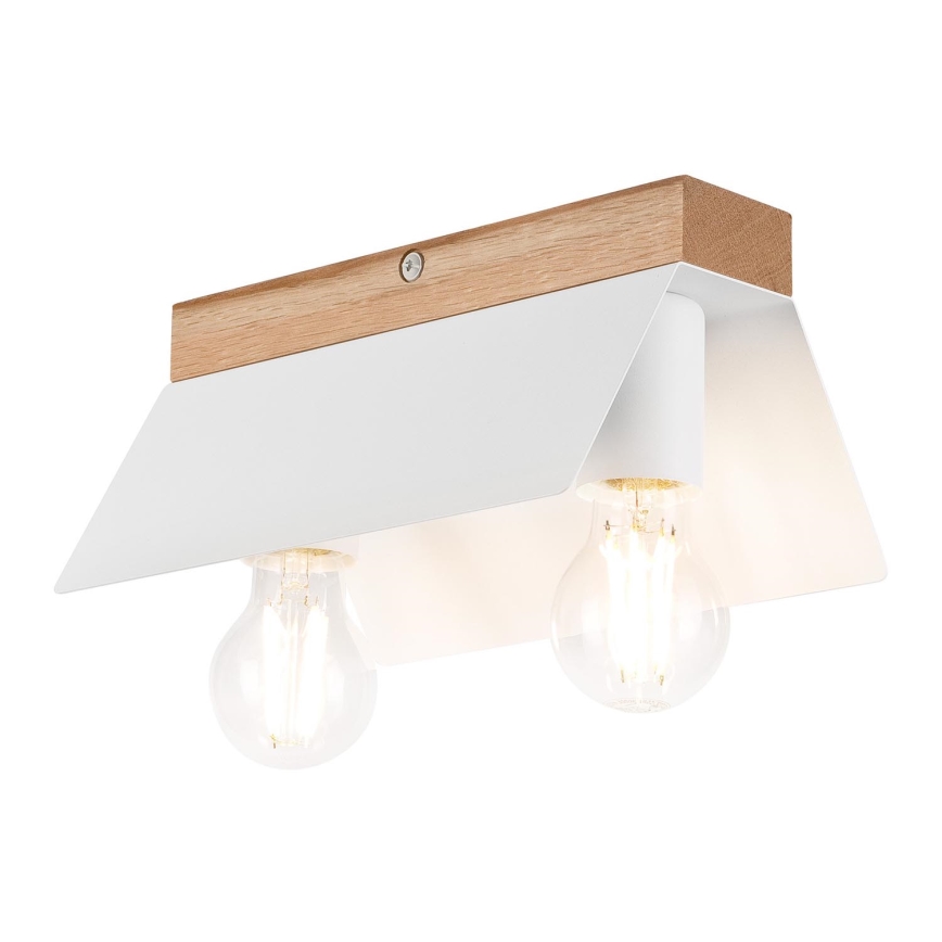 Plafonjera ESME 2xE27/15W/230V bela/hrast