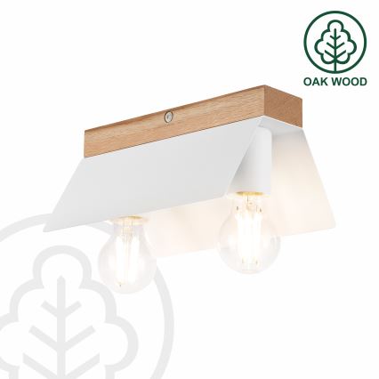 Plafonjera ESME 2xE27/15W/230V bela/hrast