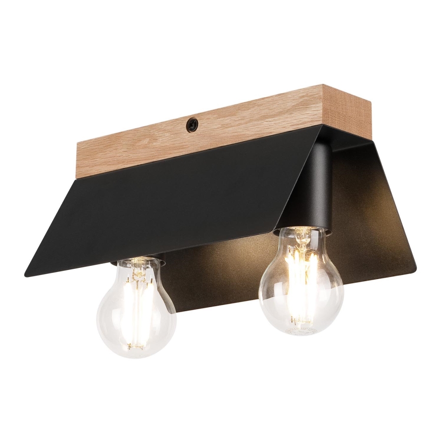 Plafonjera ESME 2xE27/15W/230V crni/hrast