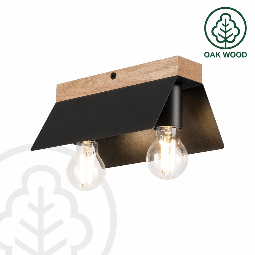 Plafonjera ESME 2xE27/15W/230V crni/hrast