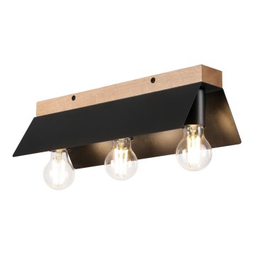 Plafonjera ESME 3xE27/15W/230V crni/hrast