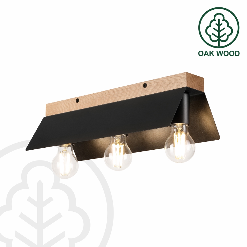 Plafonjera ESME 3xE27/15W/230V crni/hrast