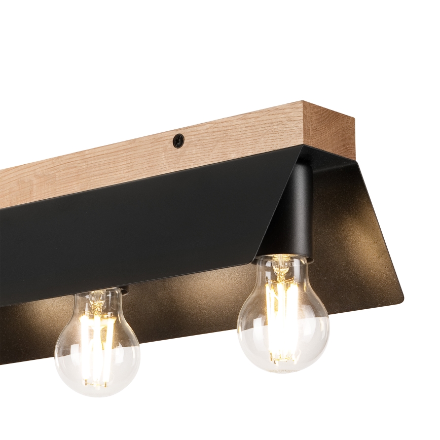 Plafonjera ESME 3xE27/15W/230V crni/hrast