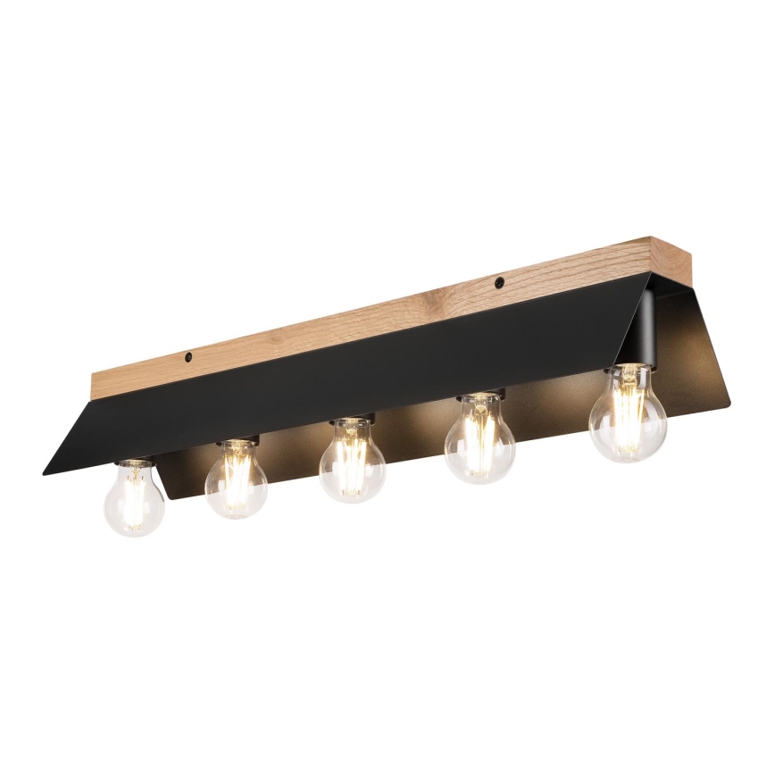 Plafonjera ESME 5xE27/15W/230V crni/hrast