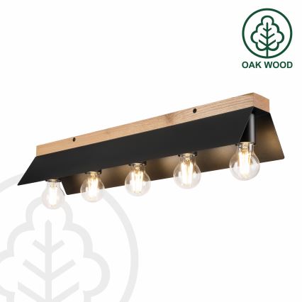 Plafonjera ESME 5xE27/15W/230V crni/hrast