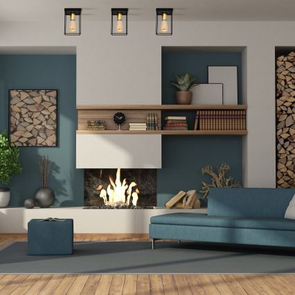 Plafonjera FINN 1xE27/15W/230V crni/zl.
