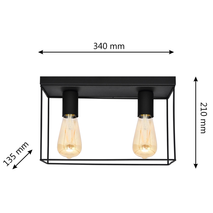 Plafonjera FINN 2xE27/15W/230V crni