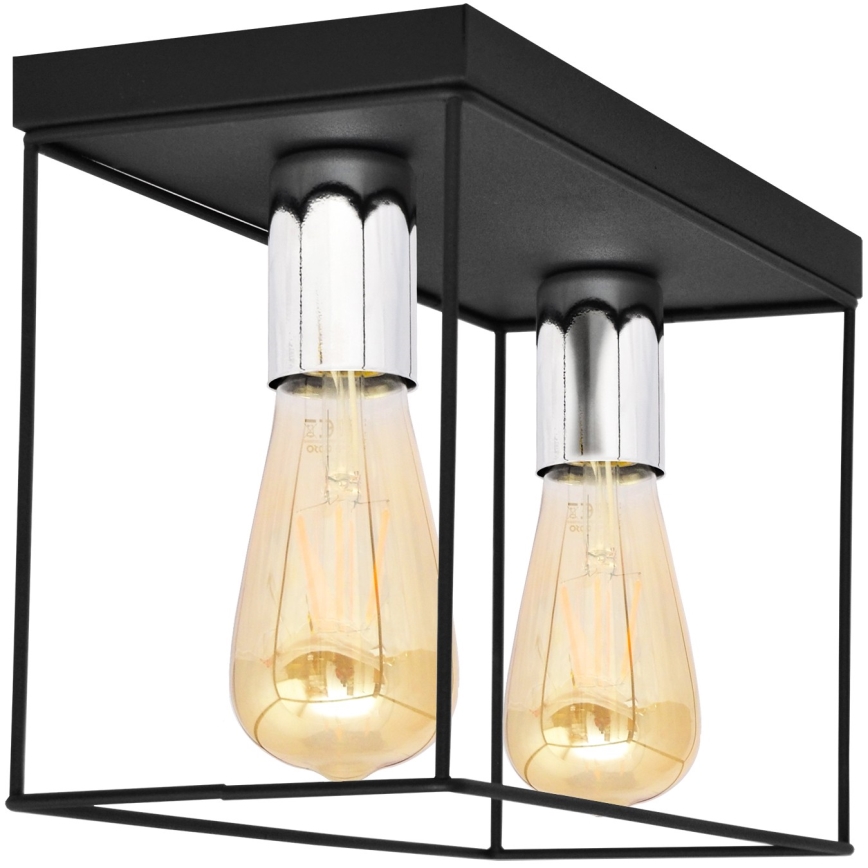Plafonjera FINN 2xE27/15W/230V crni/sjajni krom