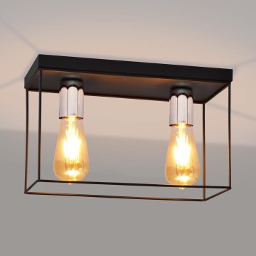 Plafonjera FINN 2xE27/15W/230V crni/sjajni krom