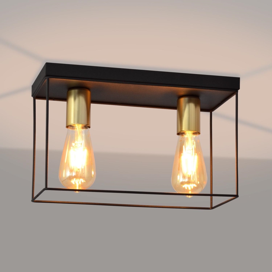 Plafonjera FINN 2xE27/15W/230V crni/zl.