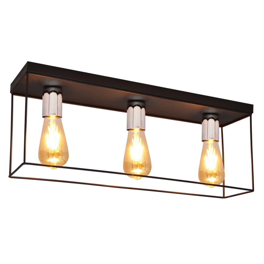 Plafonjera FINN 3xE27/15W/230V crni/sjajni krom