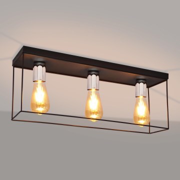 Plafonjera FINN 3xE27/15W/230V crni/sjajni krom