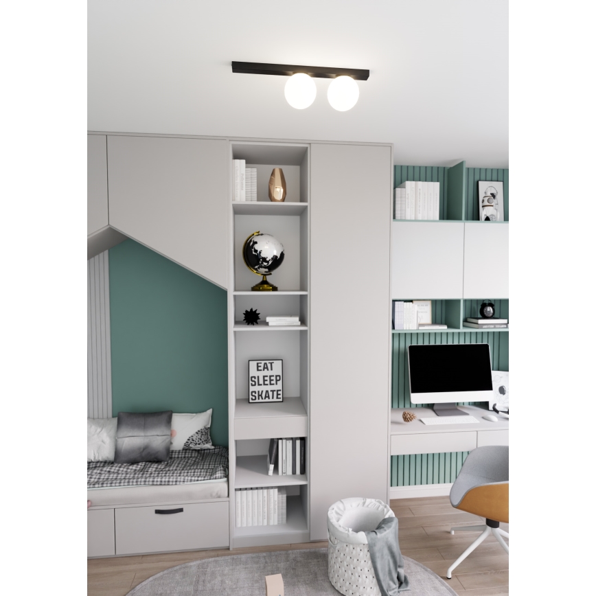 Plafonjera FIT 2xE14/10W/230V crni/bela
