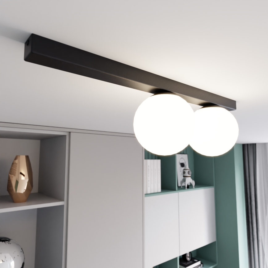 Plafonjera FIT 2xE14/10W/230V crni/bela