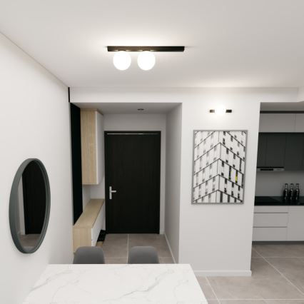 Plafonjera FIT 2xE14/10W/230V crni/bela