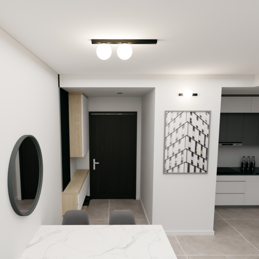 Plafonjera FIT 2xE14/10W/230V crni/bela