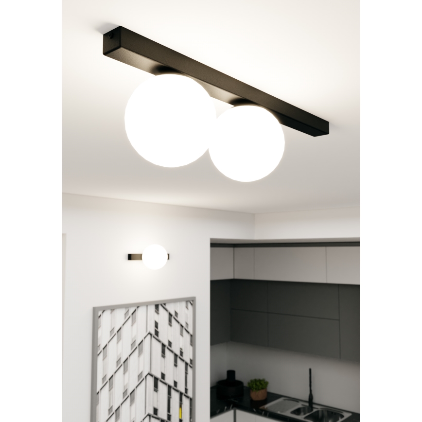 Plafonjera FIT 2xE14/10W/230V crni/bela