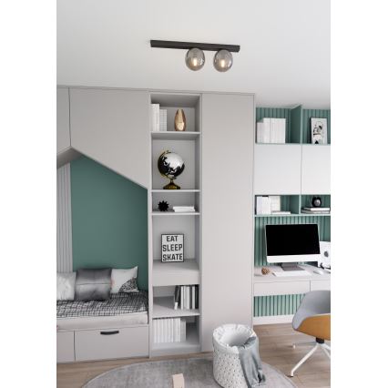 Plafonjera FIT 2xE14/10W/230V crni/siv