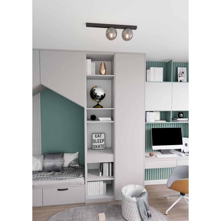 Plafonjera FIT 2xE14/10W/230V crni/siv