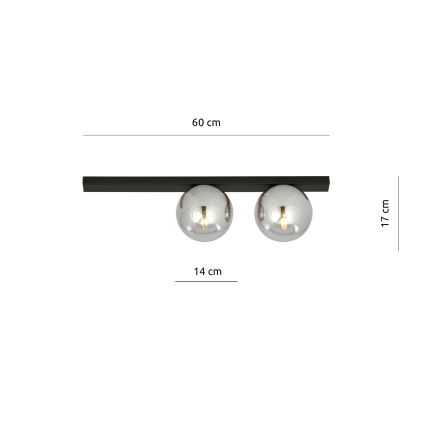 Plafonjera FIT 2xE14/10W/230V crni/siv