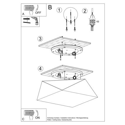 Plafonjera HEXA 2xE27/60W/230V bela