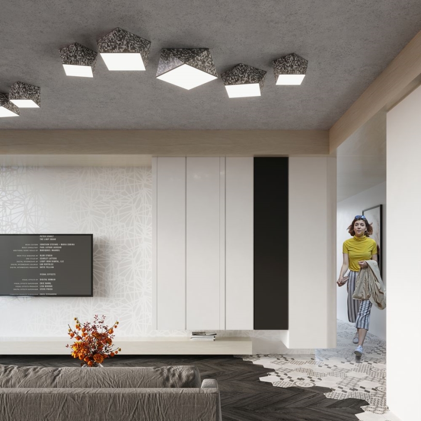 Plafonjera HEXA 3xE27/60W/230V srebrni