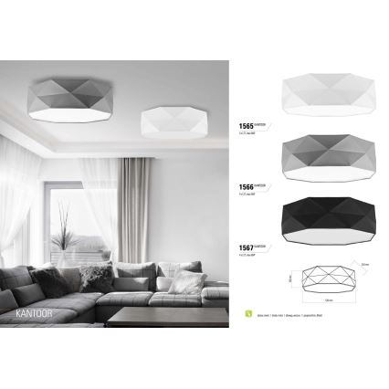 Plafonjera KANTOOR 4xE27/60W/230V bela