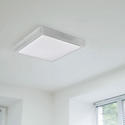 Plafonjera KAZIMIERZ 2xE27/20W/230V 29,5x29,5 cm srebrni
