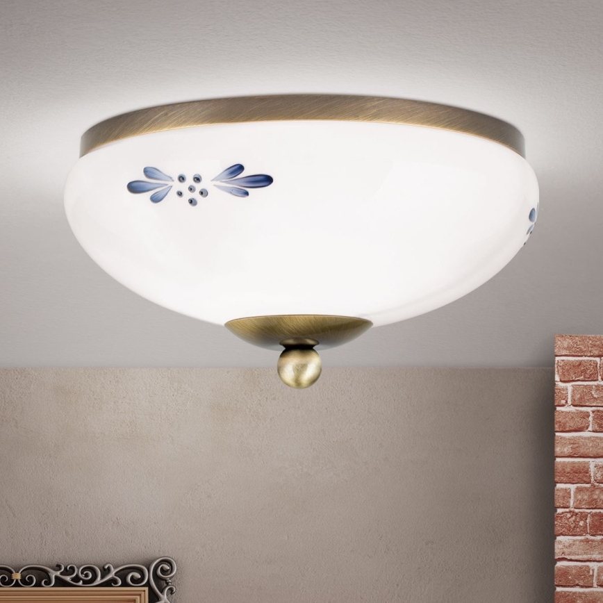 Plafonjera LANDHAUS 1xE27/60W/230V pr. 21 cm bronzana/bela