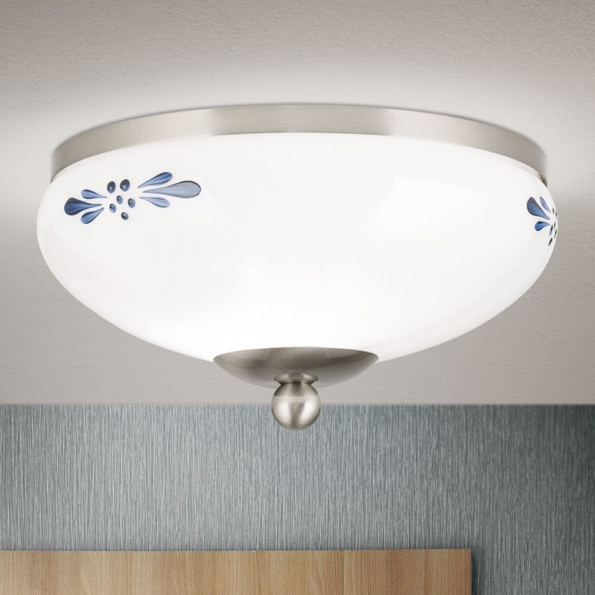 Plafonjera LANDHAUS 1xE27/60W/230V pr. 21 cm mat krom/bela