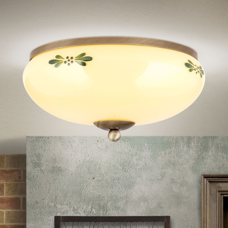 Plafonjera LANDHAUS 2xE27/60W/230V pr. 28 cm bronzana/bež