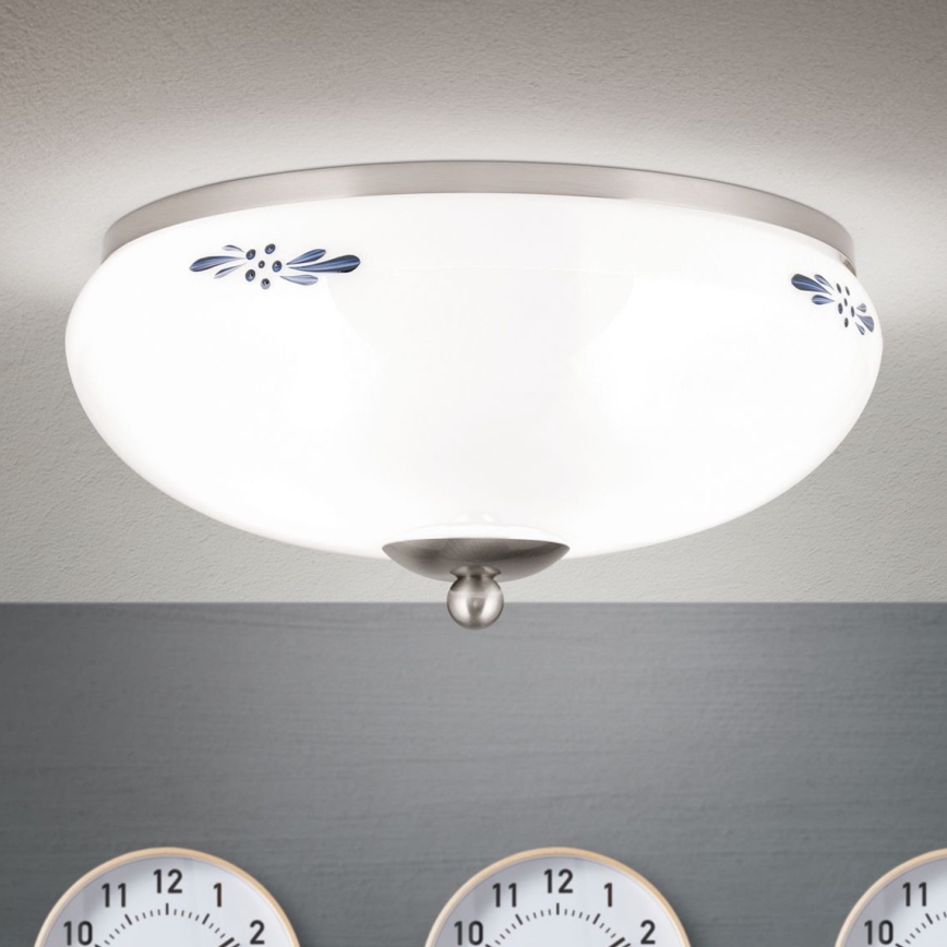 Plafonjera LANDHAUS 2xE27/60W/230V pr. 28 cm mat krom/bela