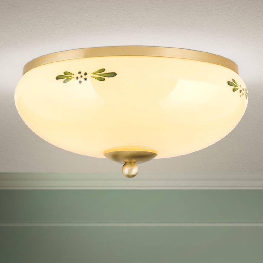 Plafonjera LANDHAUS 2xE27/60W/230V pr. 28 cm mesing/bež