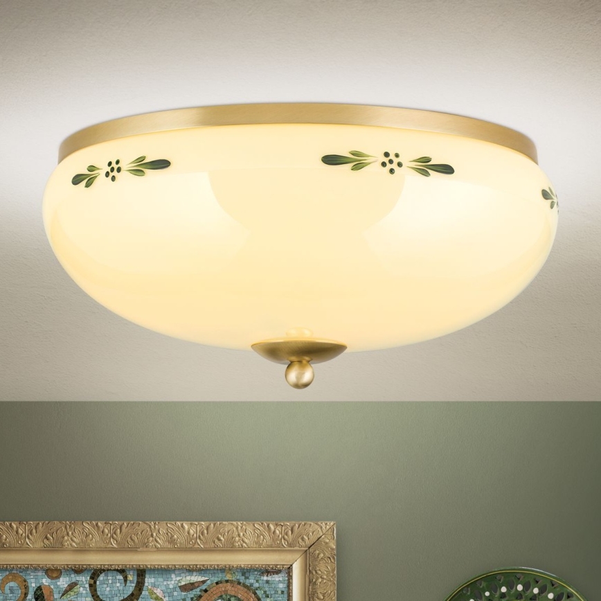 Plafonjera LANDHAUS 3xE27/60W/230V pr. 35 cm mesing/bež