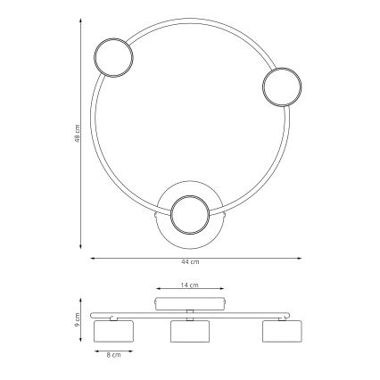 Plafonjera LUCIO 3xGX53/12W/230V crni