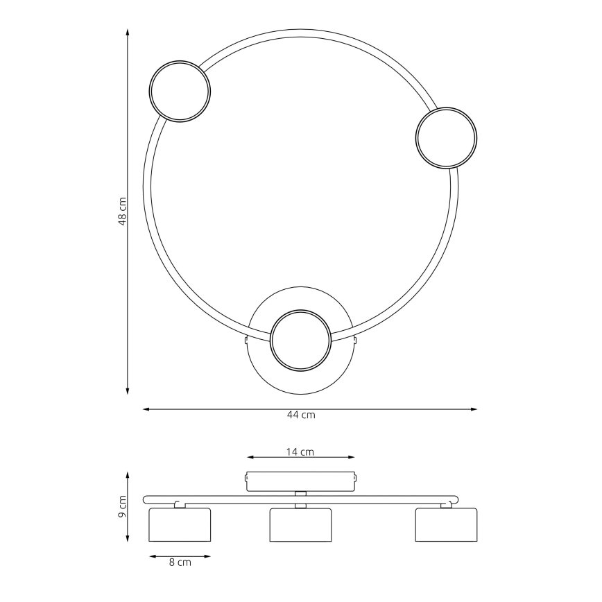 Plafonjera LUCIO 3xGX53/12W/230V crni